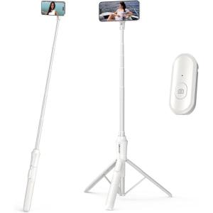 imageUBeesize 62 Magnetic Selfie Stick Phone Tripod with Wireless Remote Extendable Cell Phone Tripod Stand Compatible with MagSafe Cellphone Tripod for iPhone 17 16 15 14 13 12 and Android PhonesWhite