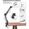 imageUBeesize 10X Magnifying Glass with Light and Stand Lighted Magnifying Glasses for Close Work Reading Crafts Jewelry Sewing Soldering Desk Lamp with Clamp with Adjustable Brightness