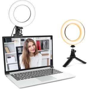 imageUBeesize 105in Laptop Ring Light with Stand and Phone Holder for Desk Zoom Lighting for Computer Video Recording Streaming Video Conference Video CallsRing Light