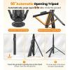 imageTONEOF 66quot Automatic Tripod Bundle with 60 LED Selfie Light Black with 14quot Screw ampamp Clip for Live StreamingRecording VideoMakeup Compatible with 47 Phones
