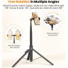 imageTONEOF 66quot Automatic Tripod Bundle with 60 LED Selfie Light Black with 14quot Screw ampamp Clip for Live StreamingRecording VideoMakeup Compatible with 47 Phones