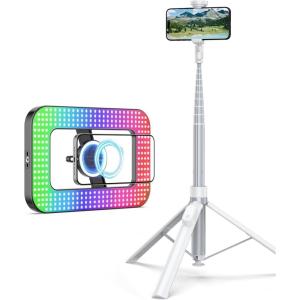imageTONEOF 66quot AutoOpen Phone Tripod Bundle with 448 LED RGB Magnetic Selfie Light for MagsafePhonesVideo RecordingMakeupPhotos