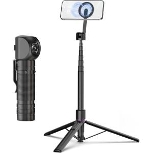 imageTONEOF 68quot Magnetic Selfie Stick Tripod Black Bundle with 4000 mAh Mini LED Flashlight Rechargeable for CampingEmergencyHikingKeychainPocket