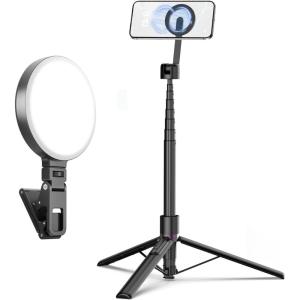 imageTONEOF 68quot Magnetic Tripod Black Bundle with 3000mAh Selfie Light 40 LED Phone Light with Clip ampamp Cold Shoe Mount for Video ConferencesCameraLaptopStreamingMakeup