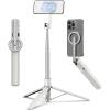 image:imageTONEOF 68 Magnetic Selfie Stick Tripod with Aluminum Strong Magnetic Holder for Magsafe 360 Rotatable Travel Phone Tripod Stand with Metal Ring amp Rechargeable Remote for iPhoneAndroidOrangeBeige Gray