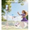 image:imageTONEOF 68 Magnetic Selfie Stick Tripod with Aluminum Strong Magnetic Holder for Magsafe 360 Rotatable Travel Phone Tripod Stand with Metal Ring amp Rechargeable Remote for iPhoneAndroidPinkPink