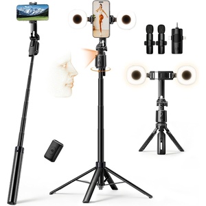 image:imageUBeesize 70 Auto Face Tracking Phone Tripod for iPhone amp Camera with Light  360 Auto Follow Selfie Stick Mode Dual Mini Ring Lights amp Remote for Video Recording Live Streaming and Content Creation71in